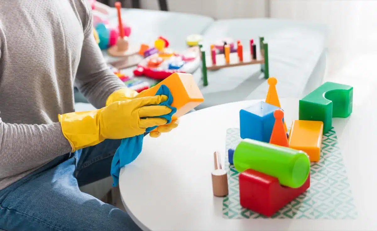 disinfecting toys in kid's room