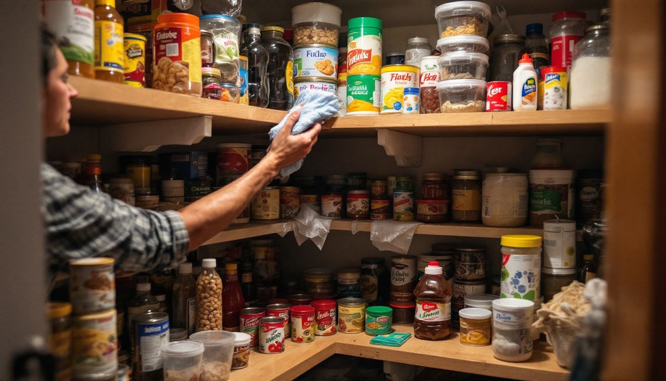 Pantry organization and clean-up for holiday baking.