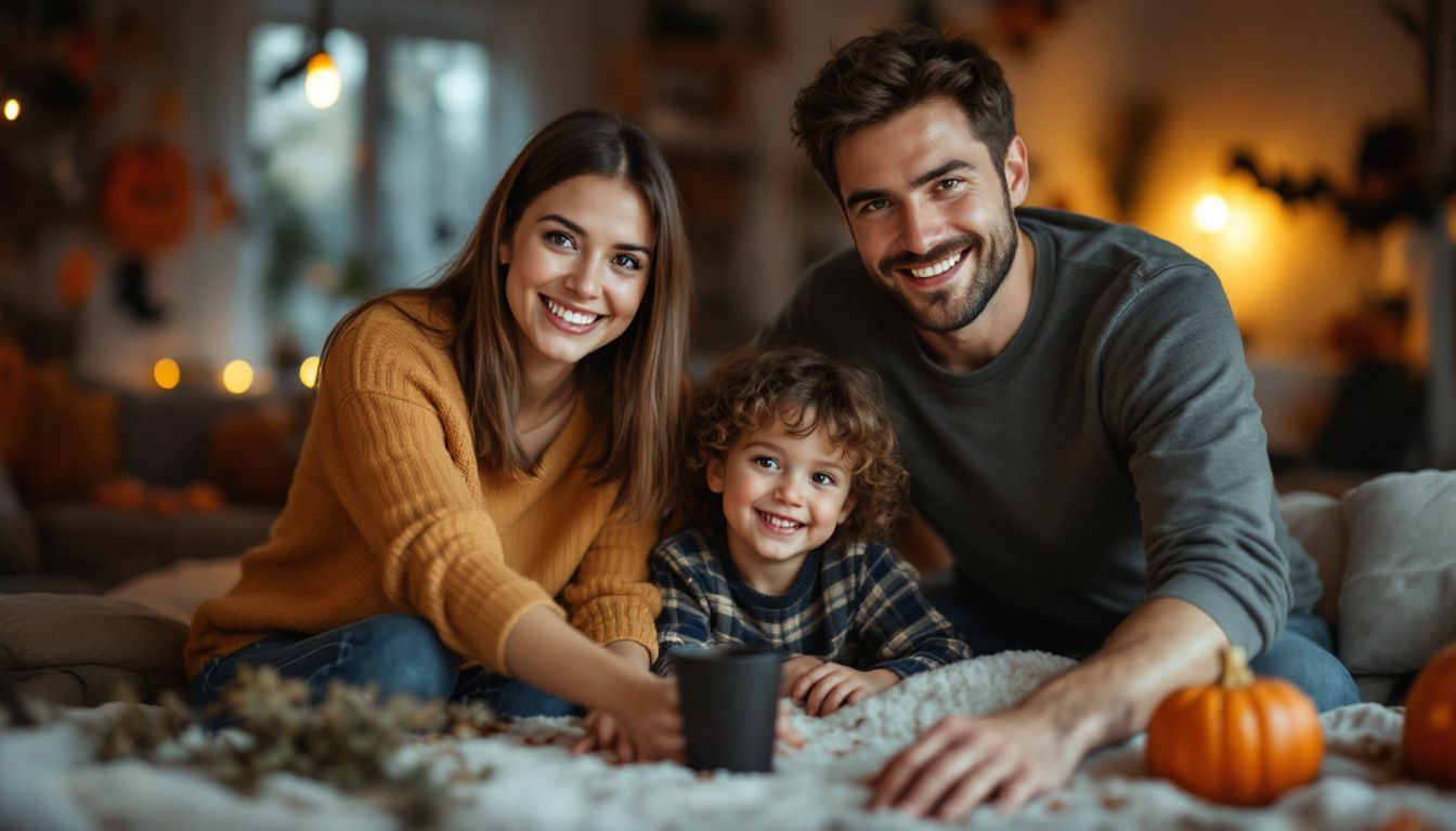 A family of four cleans up after Halloween with eco-friendly products.