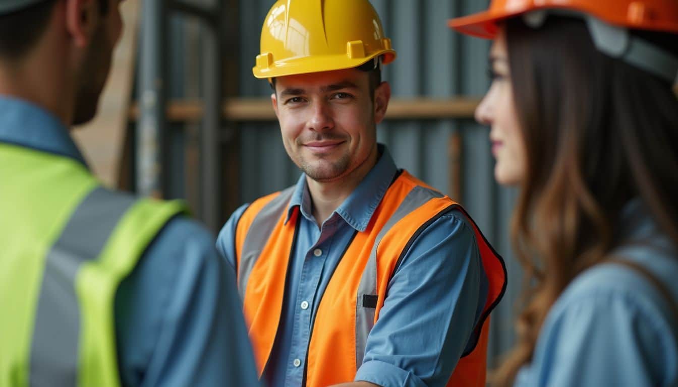 A construction worker using eco-friendly cleaning products at a construction site.