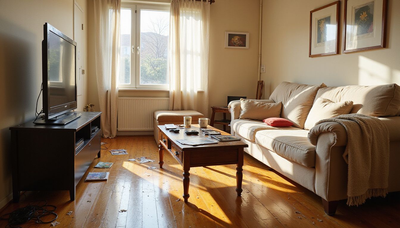 A cozy, cluttered living room reflecting everyday family life.