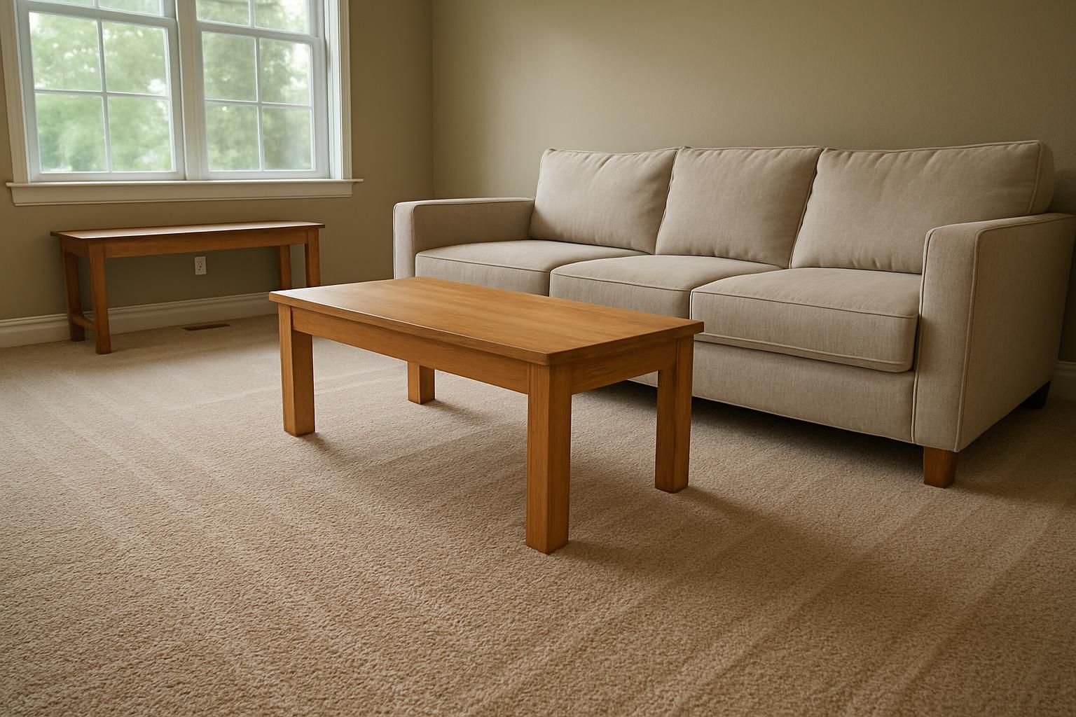 A pristine living room with carefully arranged modern furniture and decor.