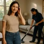 Family enjoying free time in a clean living room