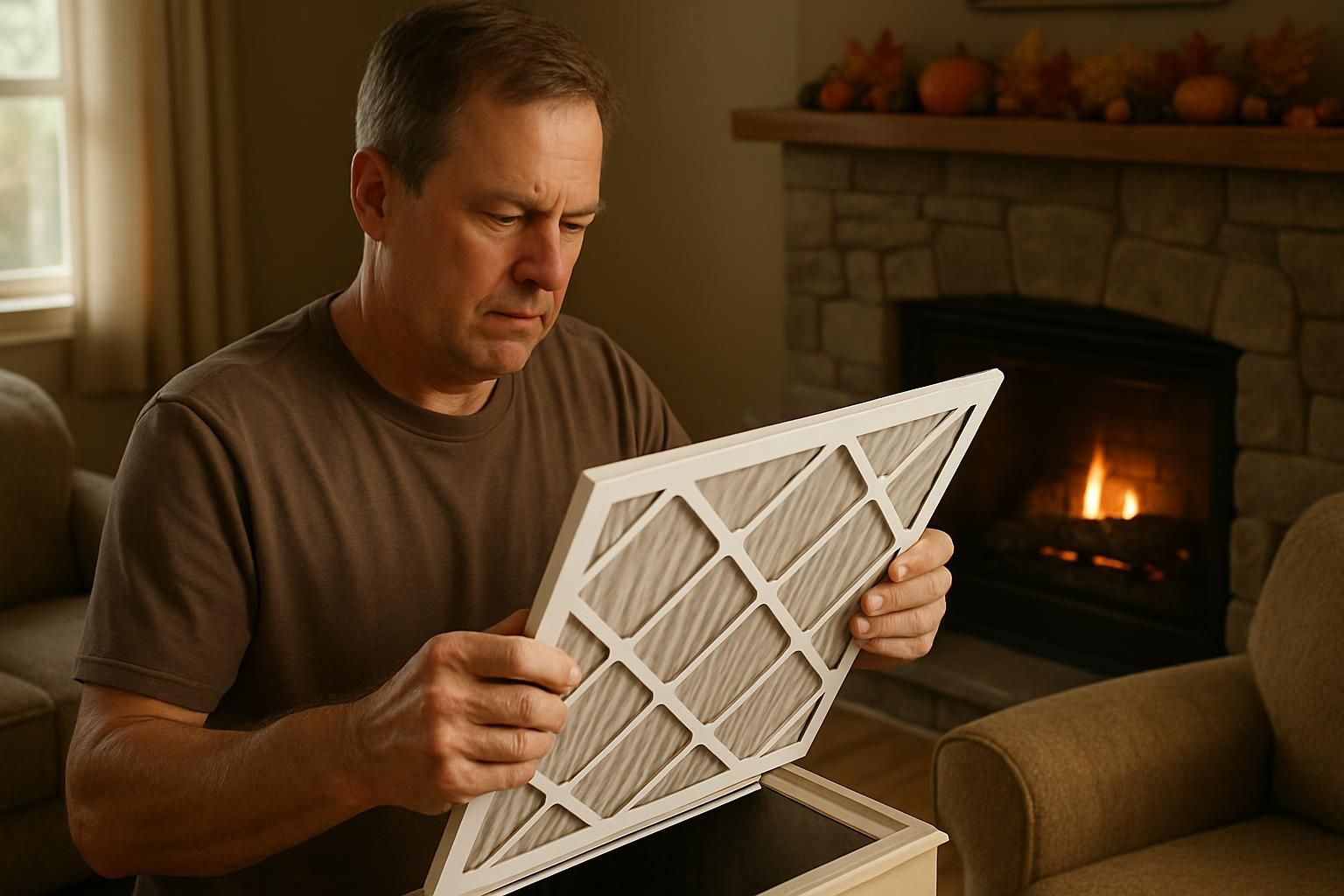 Technician checking home HVAC system