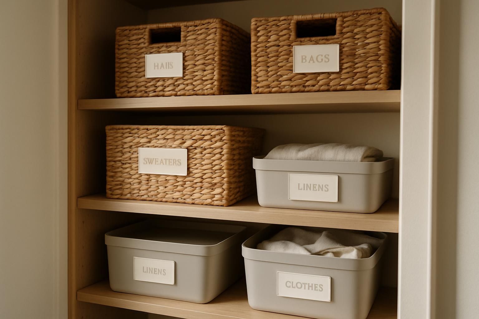 Printed checklists and labeled bins for fall cleaning tasks