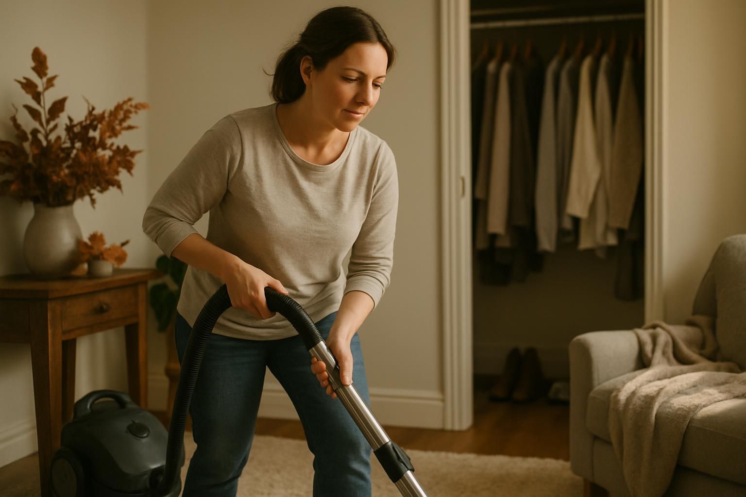 Checklist and supplies for autumn cleaning tasks