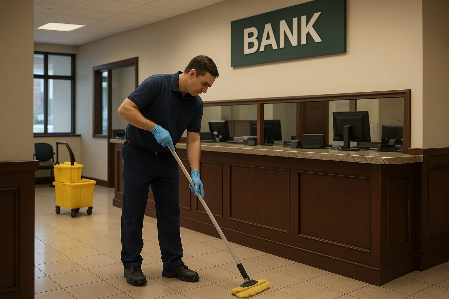 cleaning a bank