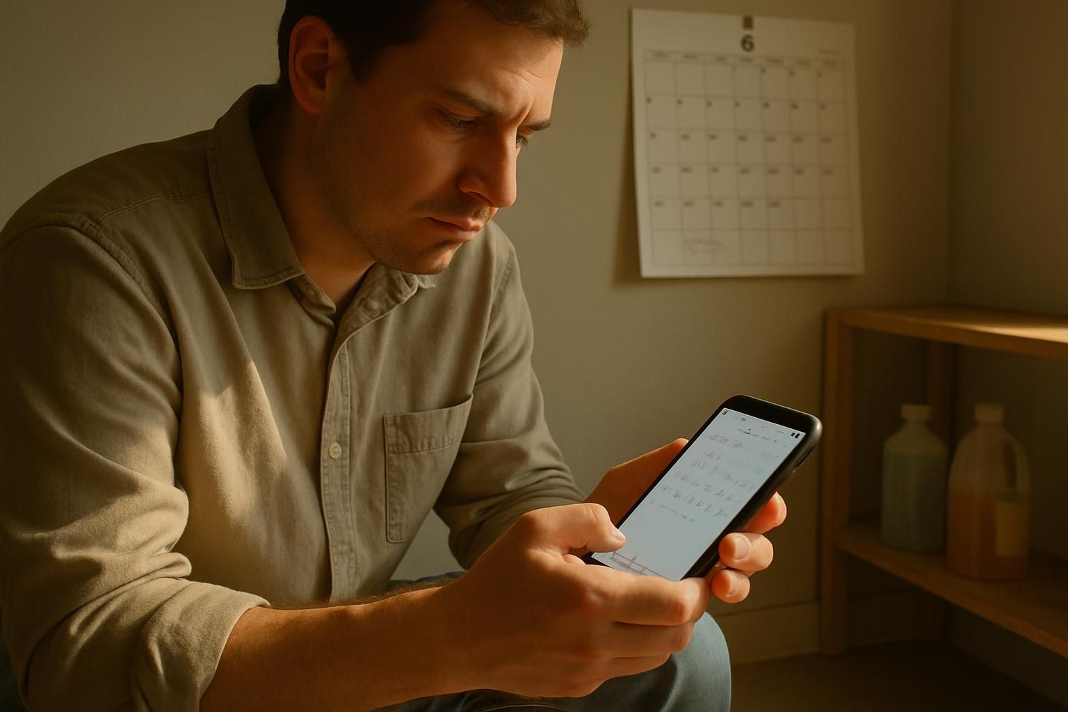 A person checking a scheduling app on a smartphone calendar.