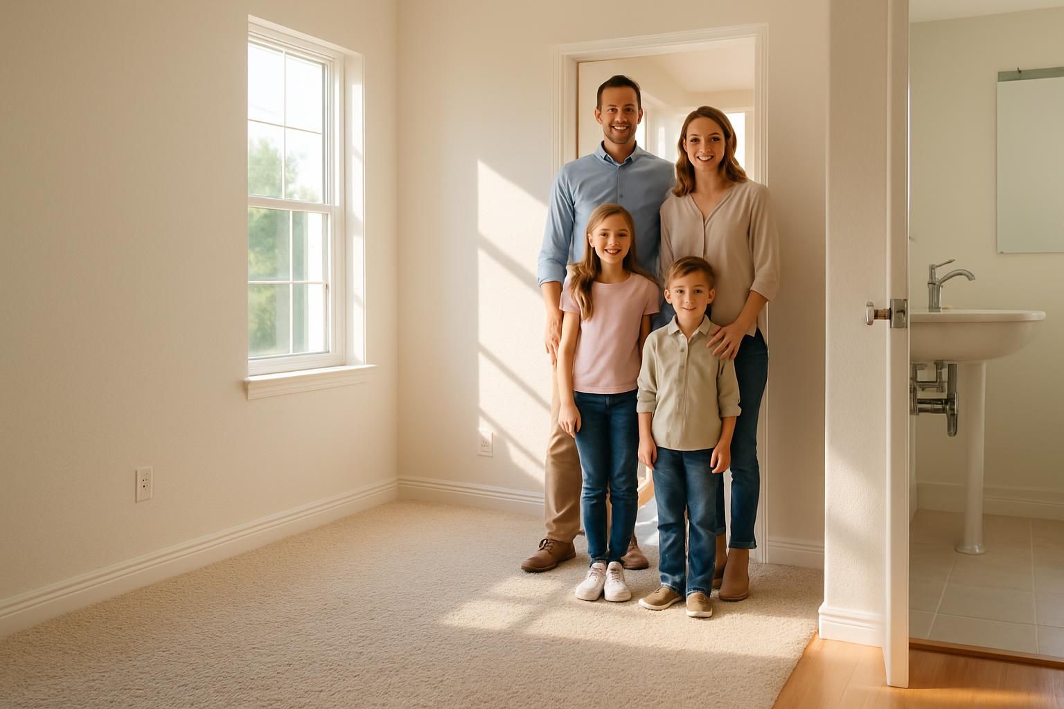 Front door opening to a spotless new home interior
