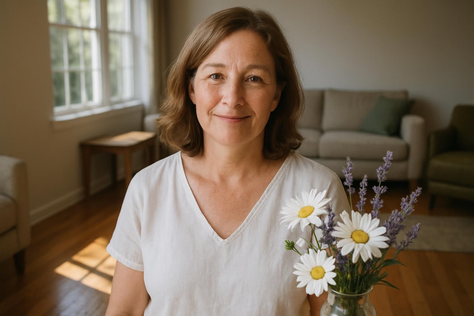 Happy family relaxing in a clean living room