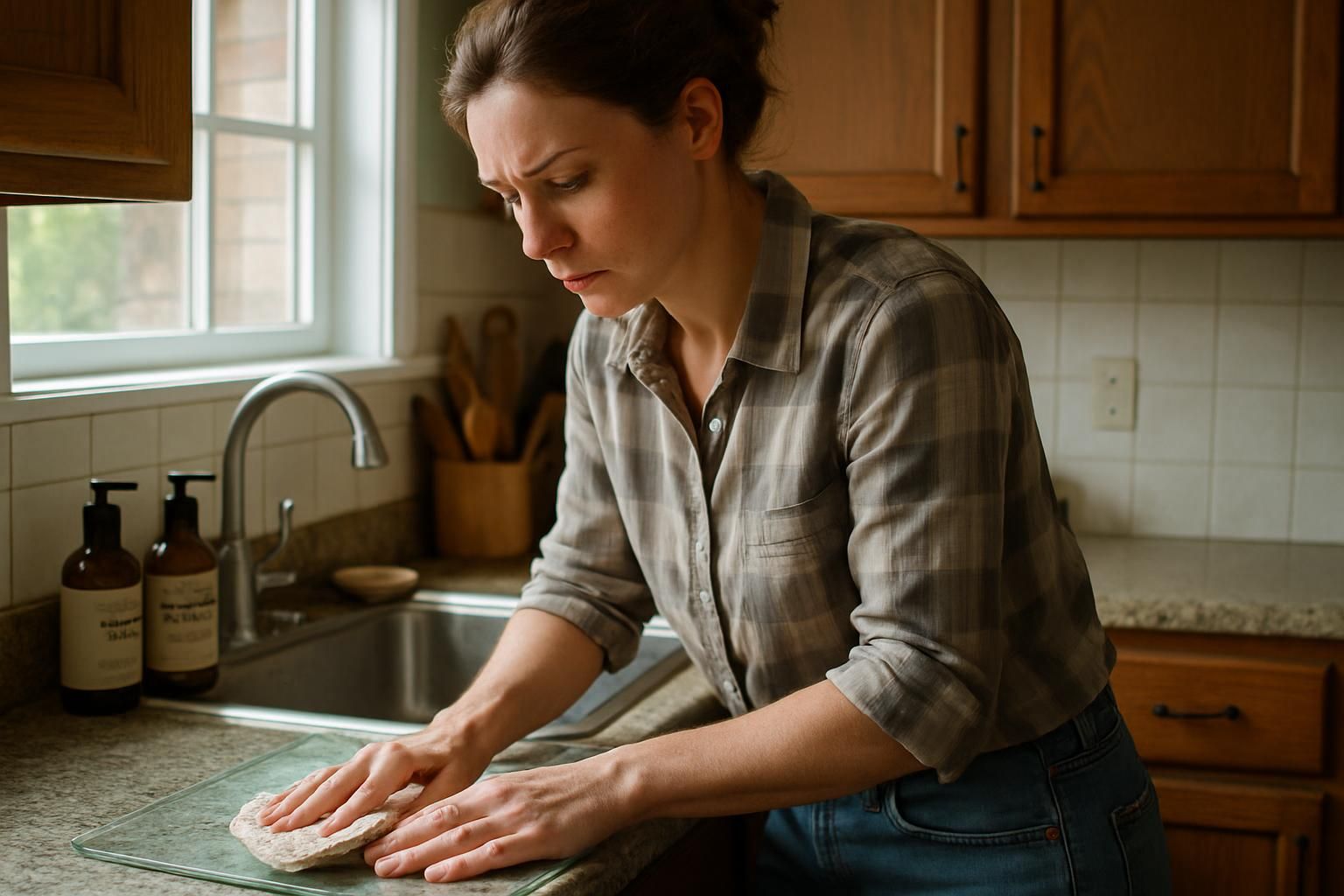 Professional cleaning team preparing equipment in a living room