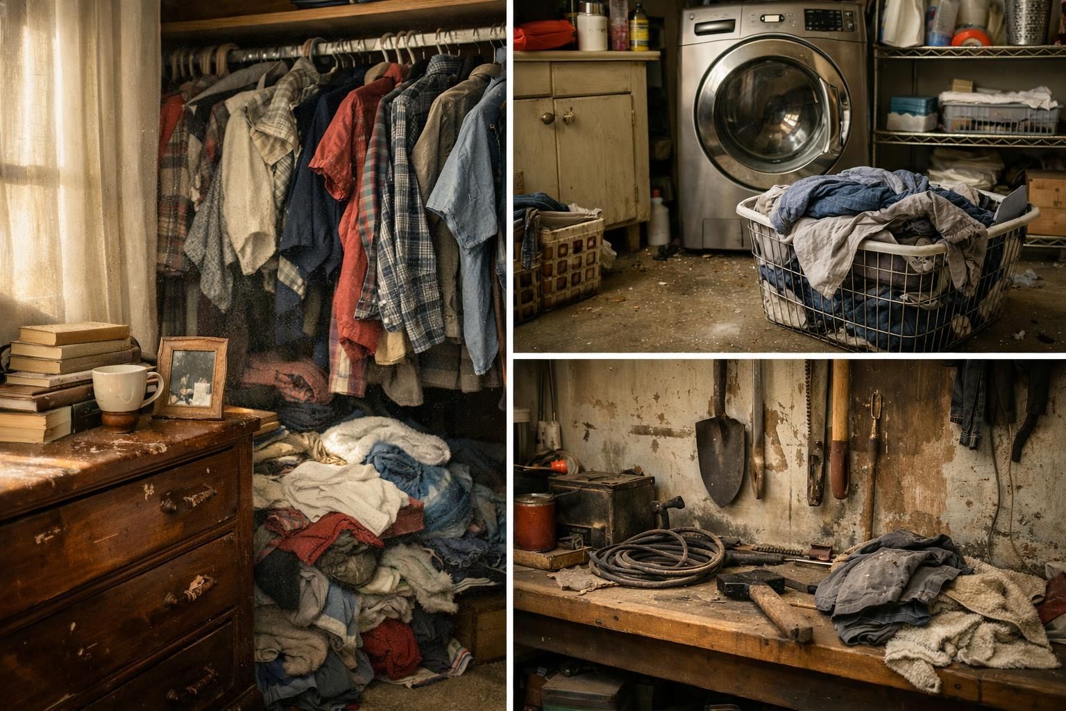 A cluttered home interior showing rooms that increase cleaning time.