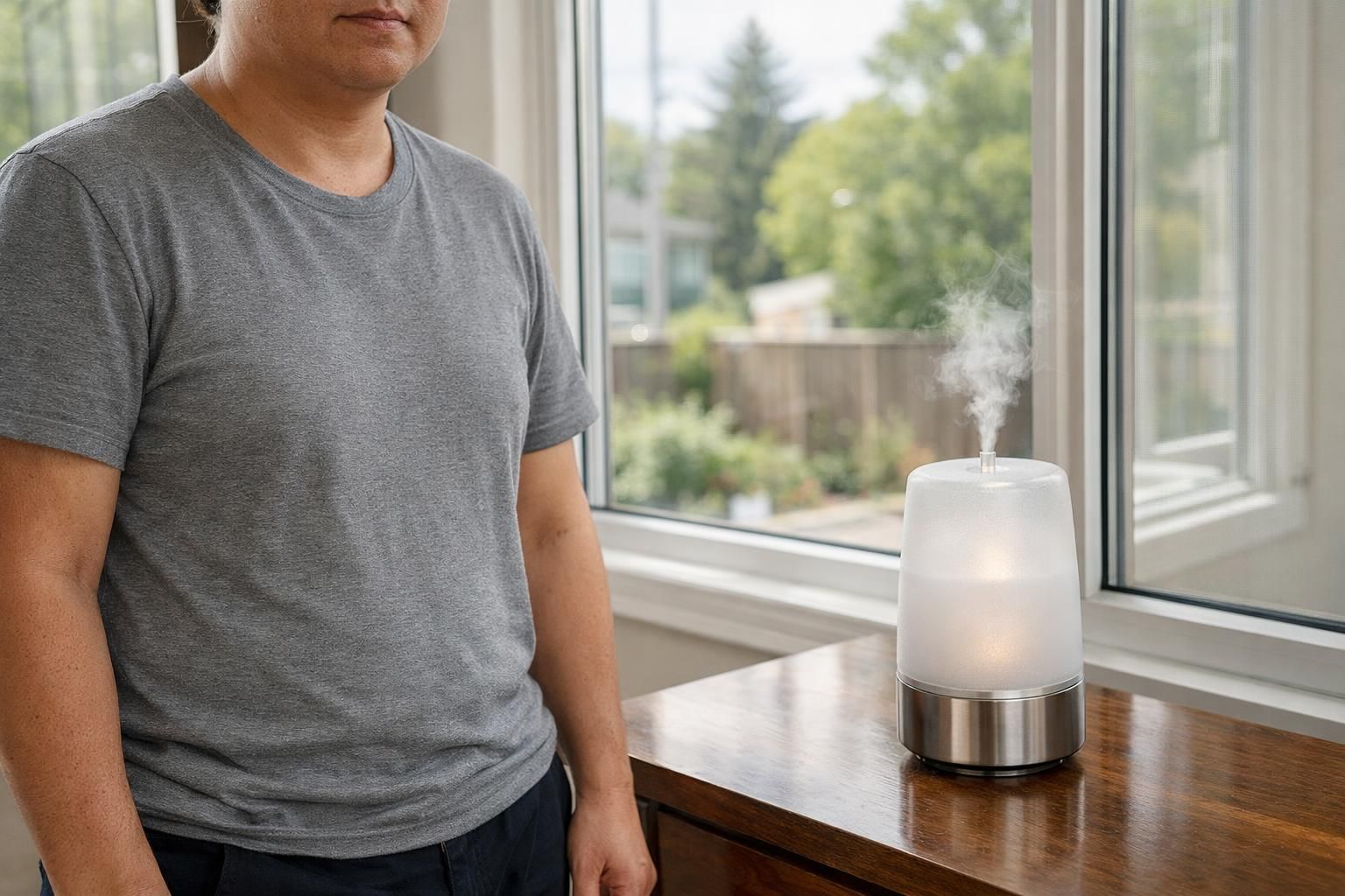 Clean windows and bright light in a calm living space.