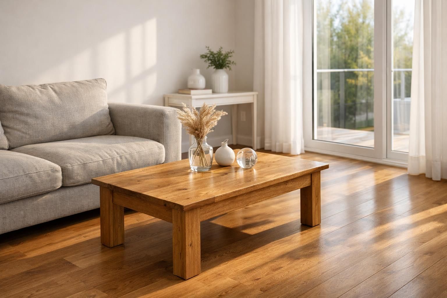 Clean, bright living room showing the results of a thorough post-construction clean.