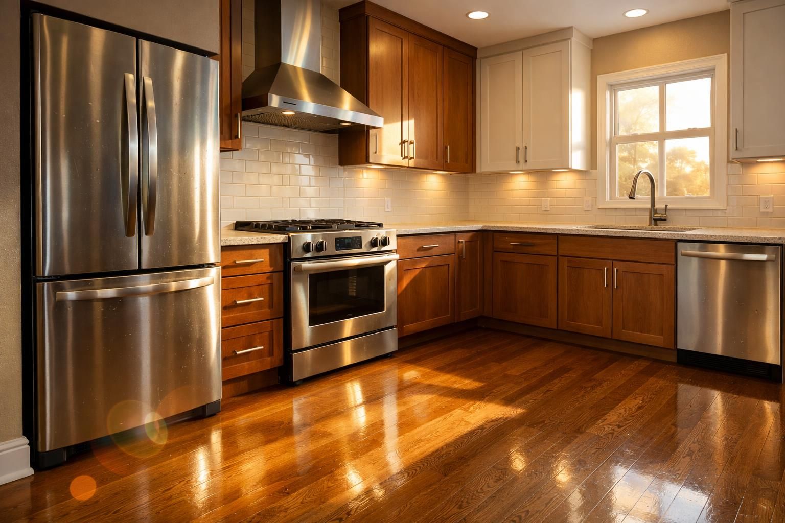 A modern kitchen showcasing elegant design and polished finishes.