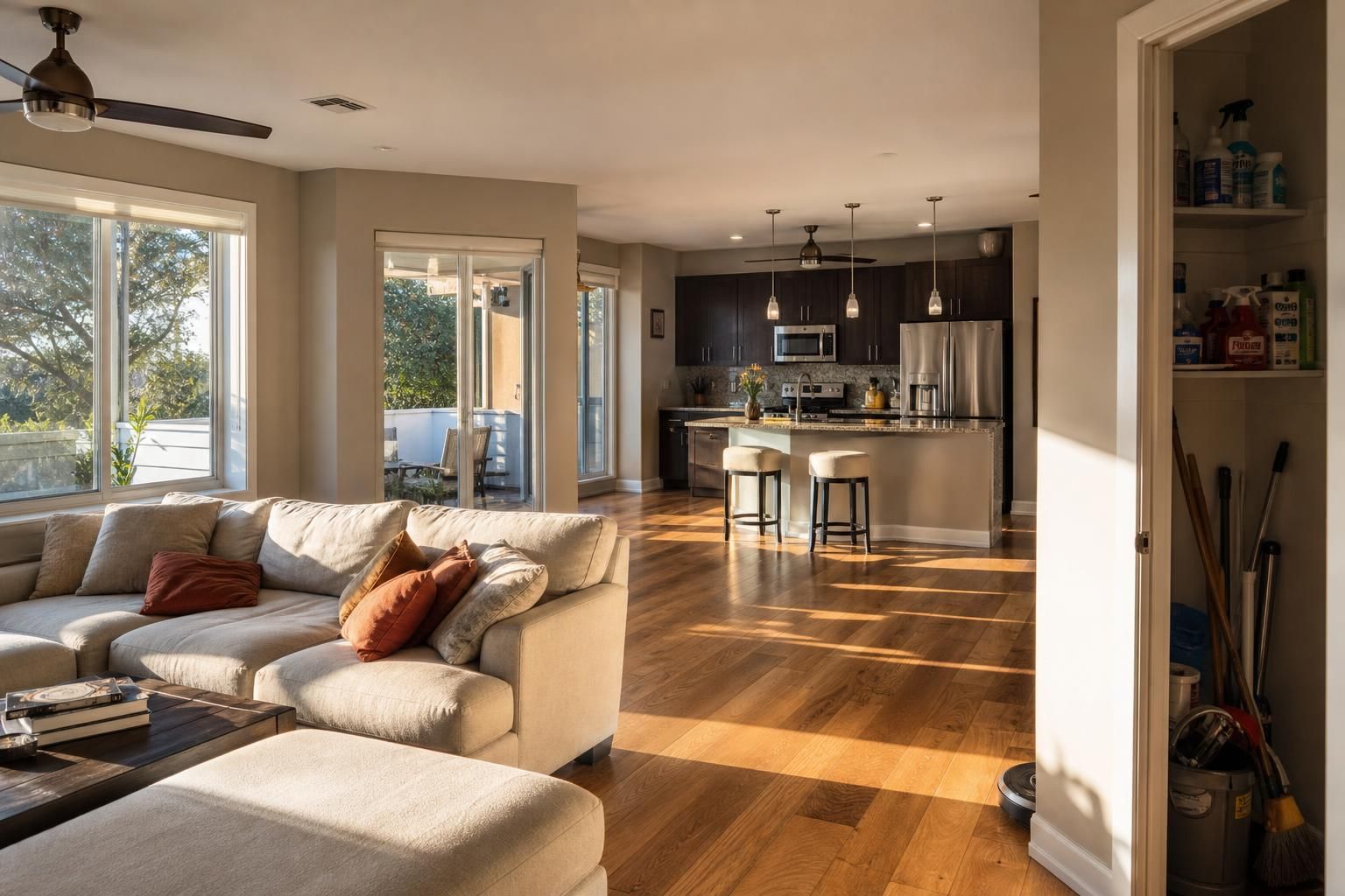 A meticulously designed Miami suburban home interior with authentic textures.