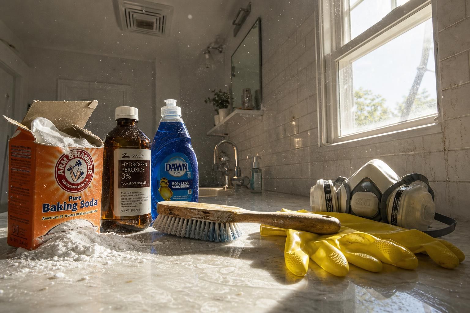 preparing-to-clean-bathroom-tiles-and-grout